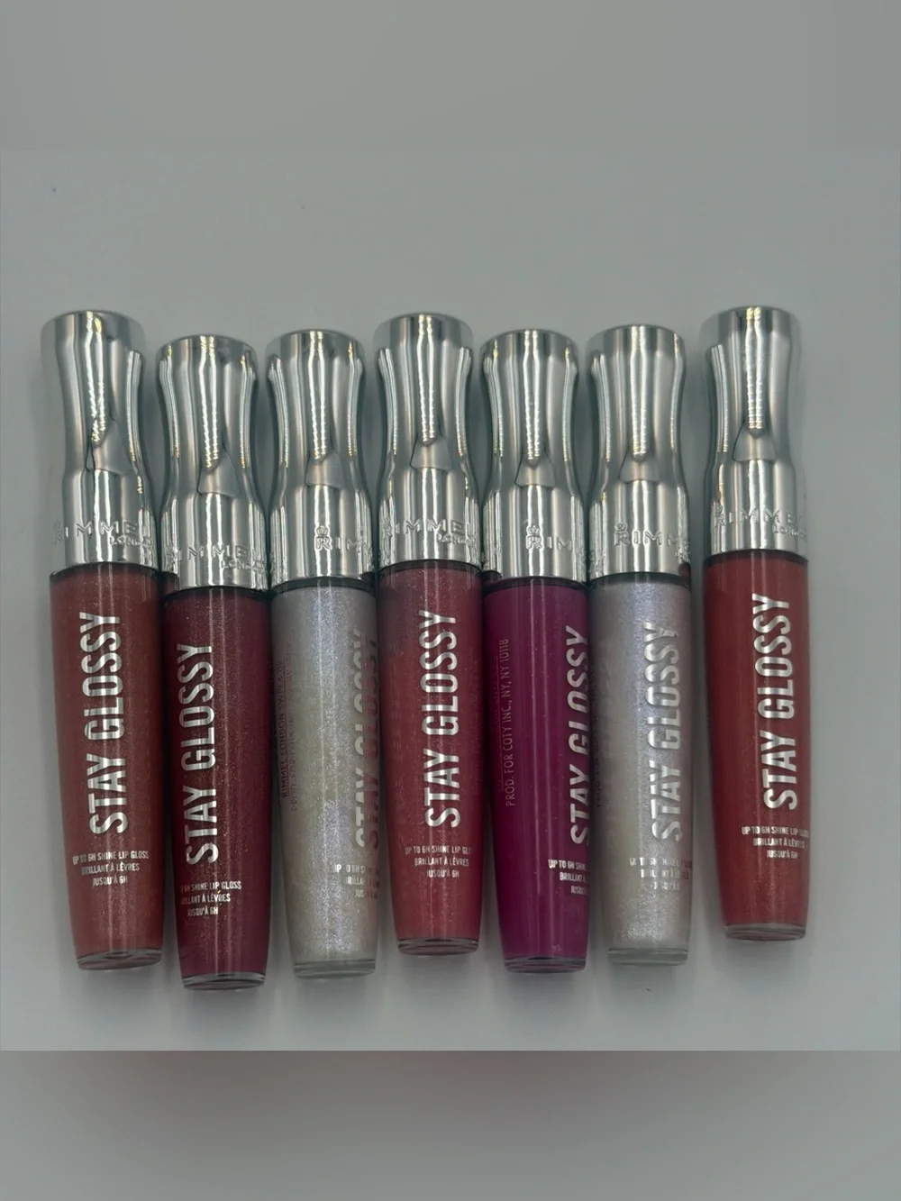 Rimmel London Stay Glossy Lip Gloss Set of 7 – New – Assorted Shades